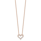 Sterling Silver Rose-tone CZ Heart With  2in ext. Necklace